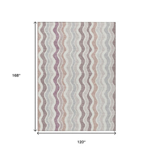 HomeRoots 10' Stylish Blush Ivory Taupe Striped Washable Area Rug – Perfect for Indoor & Outdoor Spaces! 660534