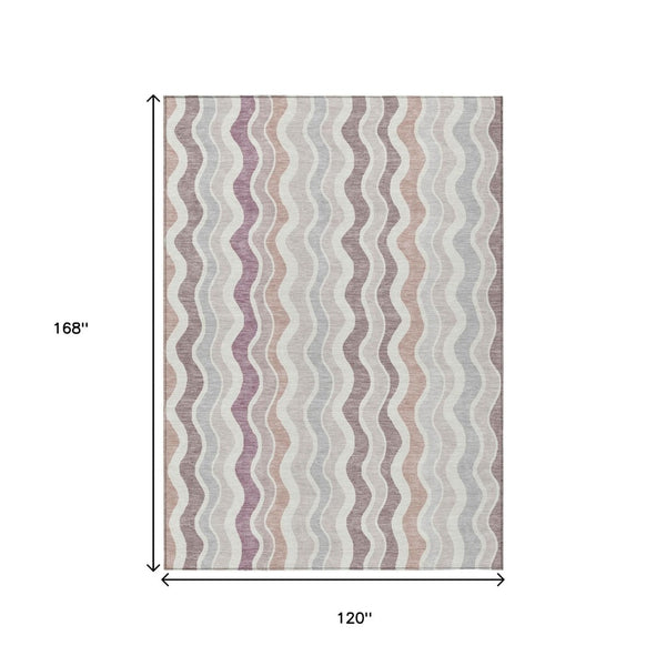 HomeRoots 10' Stylish Blush Ivory Taupe Striped Washable Area Rug – Perfect for Indoor & Outdoor Spaces! 660534
