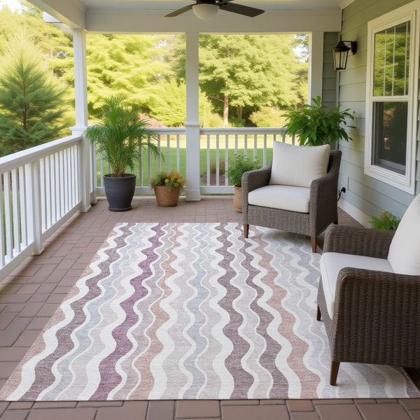 HomeRoots 10' Stylish Blush Ivory Taupe Striped Washable Area Rug – Perfect for Indoor & Outdoor Spaces! 660534