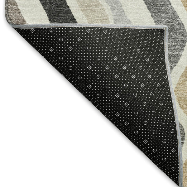 HomeRoots 5' Charcoal Ivory Gray Striped Washable Area Rug - Durable Indoor Outdoor Style for Every Space 660536