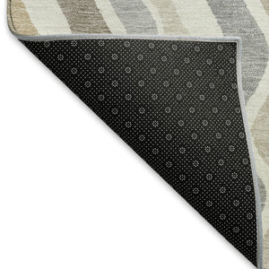 HomeRoots 8' Round Striped Washable Area Rug in Ivory, Khaki & Beige - Durable for Indoor & Outdoor Use! 660549