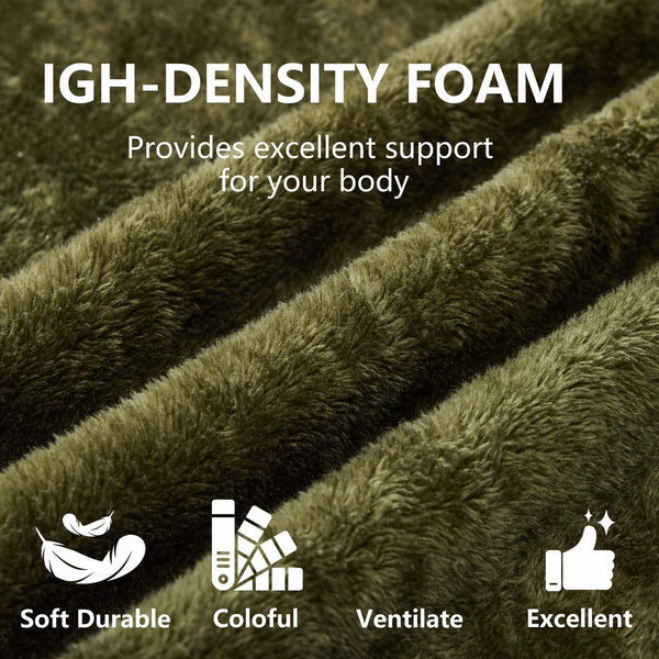 English Elm 71-inch plush folding sofa bed with high-density foam, faux fur futon convertible for guests and yoga Green W1829P362308