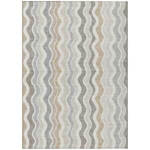 HomeRoots 8' X 10' Striped Washable Area Rug in Ivory, Khaki, and Beige for Indoor/Outdoor Versatility & Durability 660550