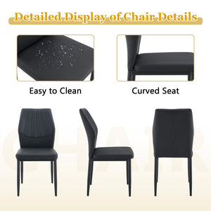 English Elm Table Set Oval Tempered Glass 71 Inch Top with Eight Faux Suede Chairs Modern Dining Black,Transparent W1151S04756