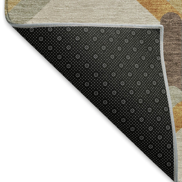 HomeRoots 8' X 10' Beige Wheat & Blue Geometric Area Rug - Stylish, Washable, Indoor/Outdoor, Durable Design 660562