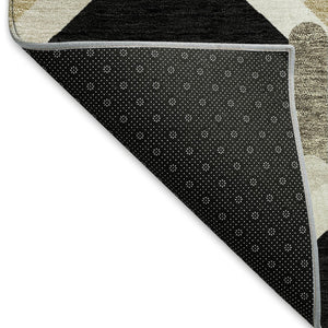 HomeRoots 10' Modern Black Ivory Wheat Geometric Washable Area Rug for Indoor & Outdoor Stylish Spaces 660570
