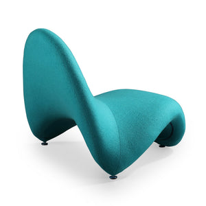 English Elm MoMa Wool Blend Accent Chair with Abstract Tongue Design, Metal Geometric Legs, Plush Comfort Teal B365P397987