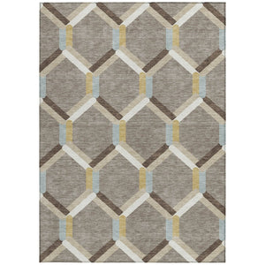 HomeRoots 10' Brown Ivory Beige Geometric Washable Area Rug for Indoor Outdoor Spaces - Durable & Stylish 660576