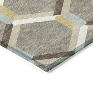 HomeRoots 10' Brown Ivory Beige Geometric Washable Area Rug for Indoor Outdoor Spaces - Durable & Stylish 660576