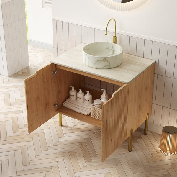 English Elm Turio 30" Bathroom Vanity With Sink - Elegant Freestanding Storage Cabinet & Durable Sintered Stone Countertop W2615S00474-GIGA