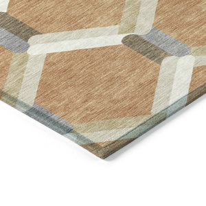 HomeRoots 9' X 12' Stylish Copper Ivory & Gray Geometric Washable Area Rug for Indoor & Outdoor Use 660581