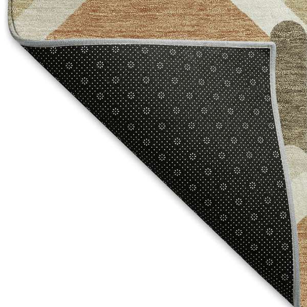 HomeRoots 10' Geometric Copper Ivory Gray Area Rug – Stylish, Washable, Indoor/Outdoor, Stain-Resistant Design 660582