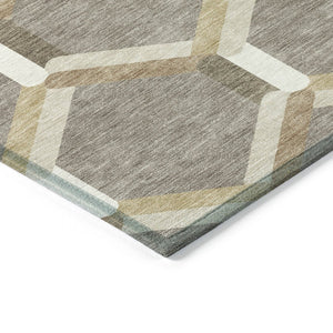 HomeRoots 8' Stylish Taupe Beige & Ivory Round Geometric Area Rug – Washable, Durable for Indoor & Outdoor Use 660591