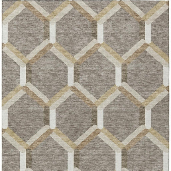HomeRoots 9' Geometric Washable Indoor Outdoor Area Rug in Taupe, Beige & Ivory - Durable, Stylish & Versatile! 660593