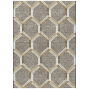 HomeRoots 10' Taupe Beige & Ivory Geometric Washable Area Rug – Stylish, Durable, Indoor/Outdoor Design for Any Space 660594