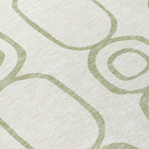 HomeRoots 8' Artichoke Green & Ivory Geometric Washable Area Rug - Perfect for Indoor & Outdoor Spaces! 660597