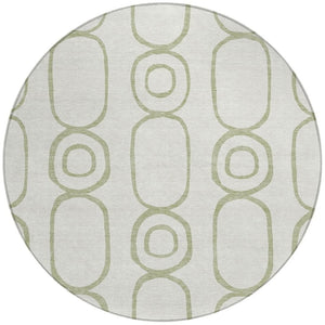 HomeRoots 8' Artichoke Green & Ivory Geometric Washable Area Rug - Perfect for Indoor & Outdoor Spaces! 660597