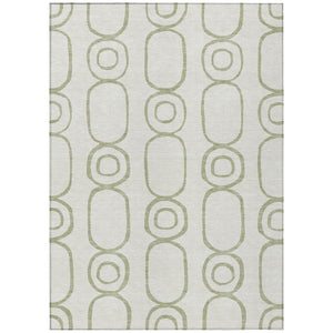 HomeRoots 8' X 10' Artichoke Green Geometric Washable Area Rug - Perfect for Indoor & Outdoor Spaces! 660598