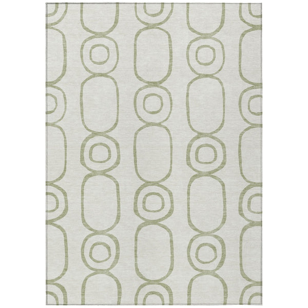 HomeRoots 8' X 10' Artichoke Green Geometric Washable Area Rug - Perfect for Indoor & Outdoor Spaces! 660598