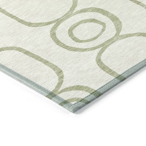 HomeRoots 8' X 10' Artichoke Green Geometric Washable Area Rug - Perfect for Indoor & Outdoor Spaces! 660598