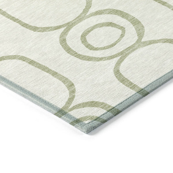 HomeRoots 8' X 10' Artichoke Green Geometric Washable Area Rug - Perfect for Indoor & Outdoor Spaces! 660598