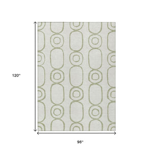 HomeRoots 8' X 10' Artichoke Green Geometric Washable Area Rug - Perfect for Indoor & Outdoor Spaces! 660598