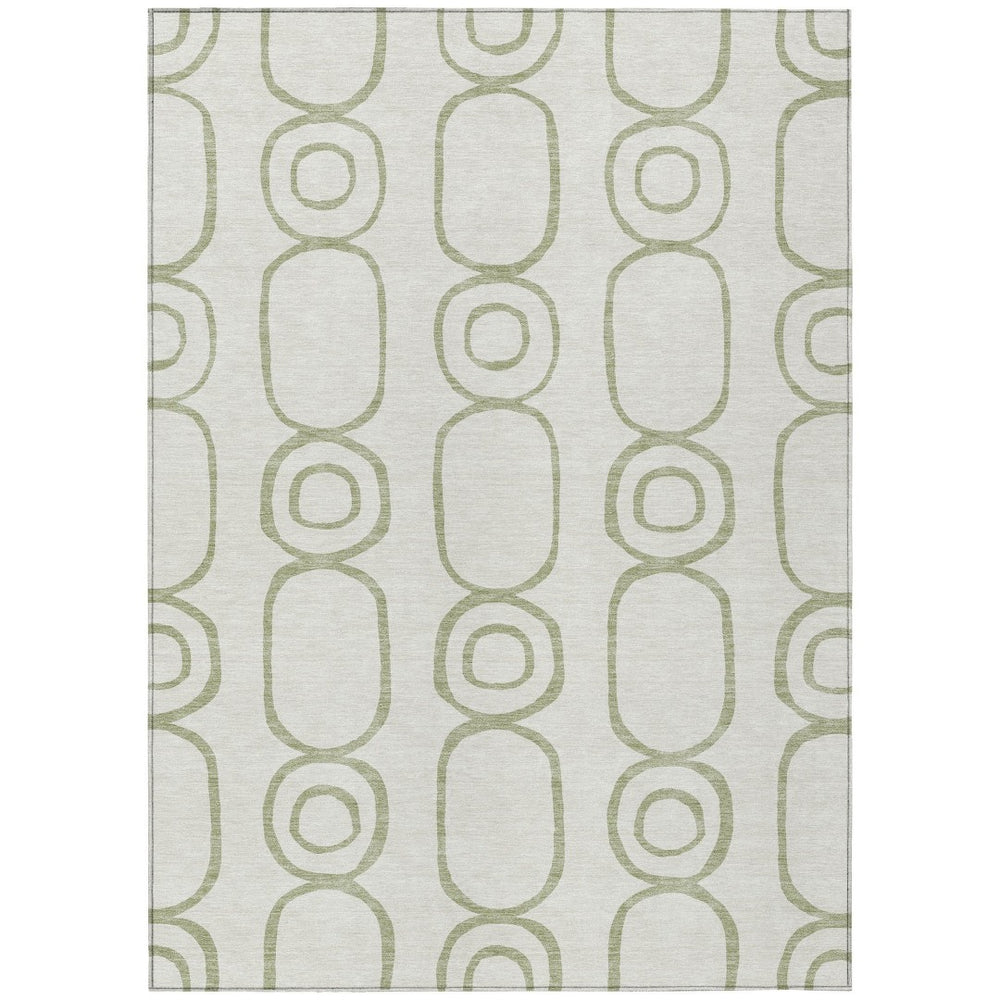 HomeRoots 10' Artichoke Green and Ivory Geometric Area Rug – Washable, Durable for Indoor & Outdoor Spaces! 660600