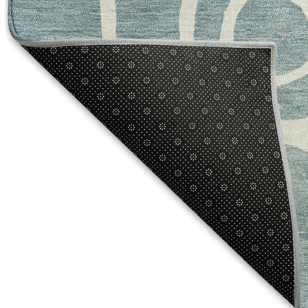 HomeRoots 5' Aqua and Ivory Geometric Area Rug - Washable, Durable, Modern Design for Indoor/Outdoor Use 660602