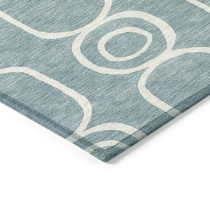 HomeRoots 8' X 10' Aqua and Ivory Geometric Area Rug - Stylish, Washable Indoor/Outdoor Rug for High Traffic Spaces 660604