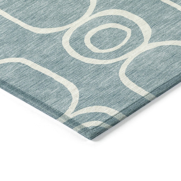 HomeRoots 8' X 10' Aqua and Ivory Geometric Area Rug - Stylish, Washable Indoor/Outdoor Rug for High Traffic Spaces 660604