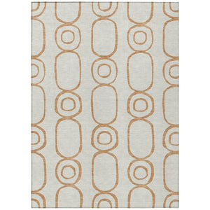 HomeRoots 5' Geometric Copper and Ivory Area Rug - Washable, Stylish, Durable for Indoor/Outdoor Use 660608