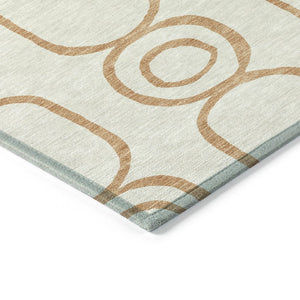 HomeRoots 5' Geometric Copper and Ivory Area Rug - Washable, Stylish, Durable for Indoor/Outdoor Use 660608