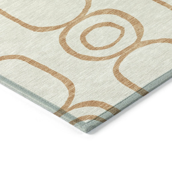 HomeRoots 5' Geometric Copper and Ivory Area Rug - Washable, Stylish, Durable for Indoor/Outdoor Use 660608