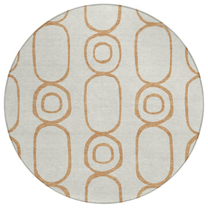 HomeRoots 8' Copper and Ivory Geometric Area Rug - Stylish, Washable, Durable for Indoor & Outdoor Use 660609