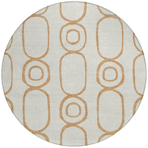 HomeRoots 8' Copper and Ivory Geometric Area Rug - Stylish, Washable, Durable for Indoor & Outdoor Use 660609