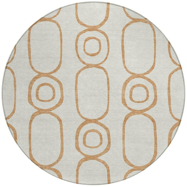 HomeRoots 8' Copper and Ivory Geometric Area Rug - Stylish, Washable, Durable for Indoor & Outdoor Use 660609