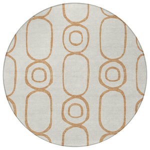 HomeRoots 8' Copper and Ivory Geometric Area Rug - Stylish, Washable, Durable for Indoor & Outdoor Use 660609
