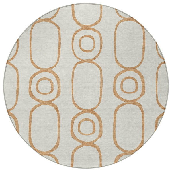 HomeRoots 8' Copper and Ivory Geometric Area Rug - Stylish, Washable, Durable for Indoor & Outdoor Use 660609