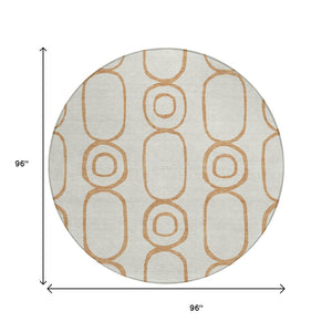 HomeRoots 8' Copper and Ivory Geometric Area Rug - Stylish, Washable, Durable for Indoor & Outdoor Use 660609