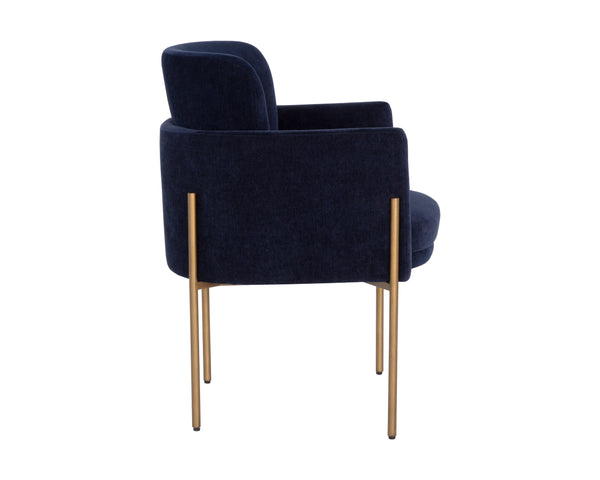 Sunpan Richie Dining Armchair - Modern Comfort with Stylish Design and Durable Iron Legs for Elegant Dining Antique Brass / Danny Navy