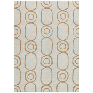 HomeRoots 8' X 10' Stylish Copper and Ivory Geometric Area Rug - Washable, Durable for Indoor & Outdoor Use 660610