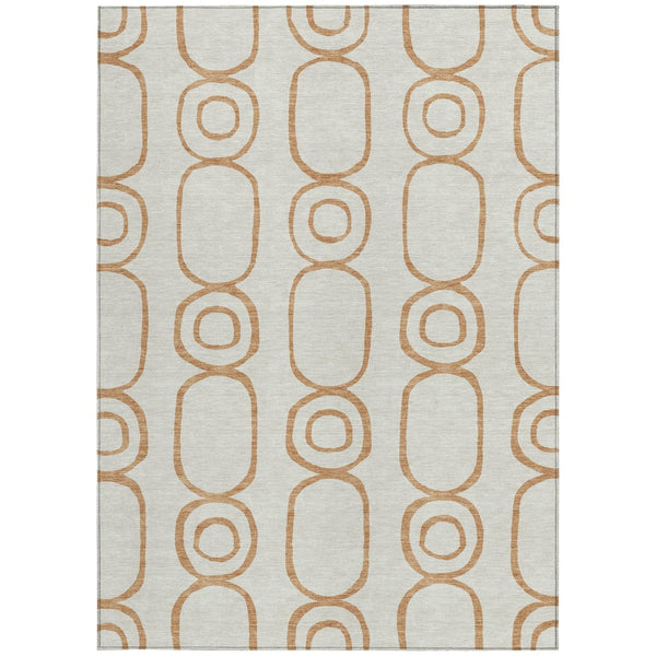 HomeRoots 8' X 10' Stylish Copper and Ivory Geometric Area Rug - Washable, Durable for Indoor & Outdoor Use 660610