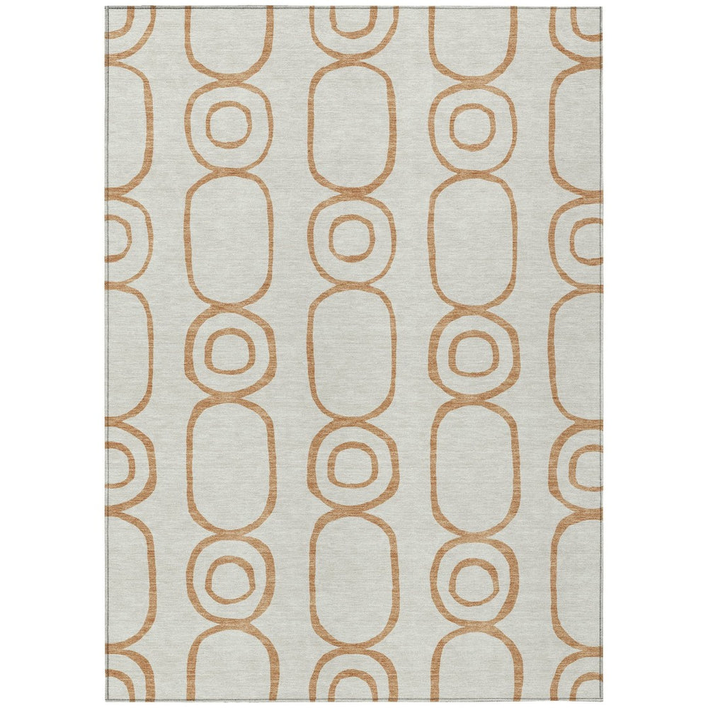 HomeRoots 10' X 14' Copper Geometric Washable Area Rug - Stylish Indoor/Outdoor Solution for High-Traffic Spaces 660612