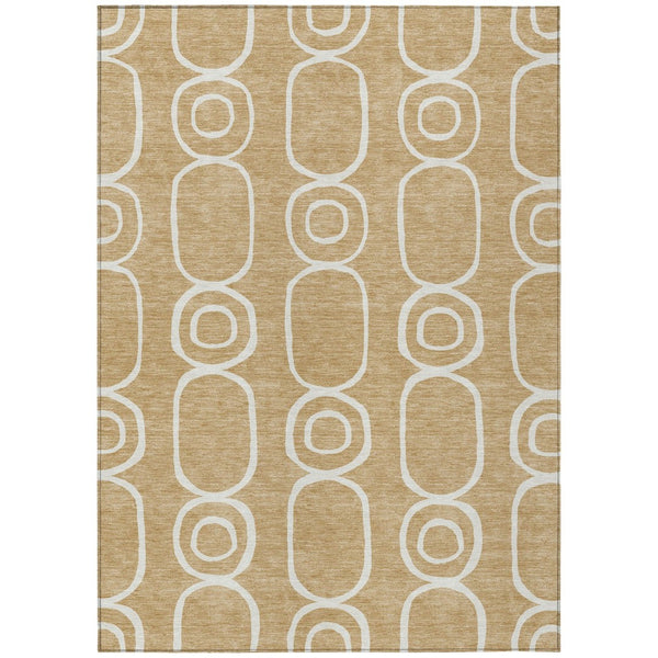 HomeRoots 10' X 14' Stylish Gold and Ivory Geometric Area Rug - Durable, Washable for Indoor/Outdoor Use! 660618