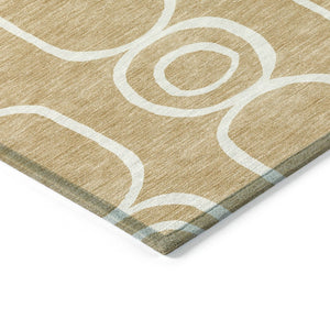 HomeRoots 10' X 14' Stylish Gold and Ivory Geometric Area Rug - Durable, Washable for Indoor/Outdoor Use! 660618