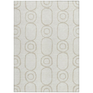 HomeRoots 8' X 10' Ivory and Beige Geometric Washable Area Rug – Stylish, Durable, Indoor/Outdoor Comfort! 660622