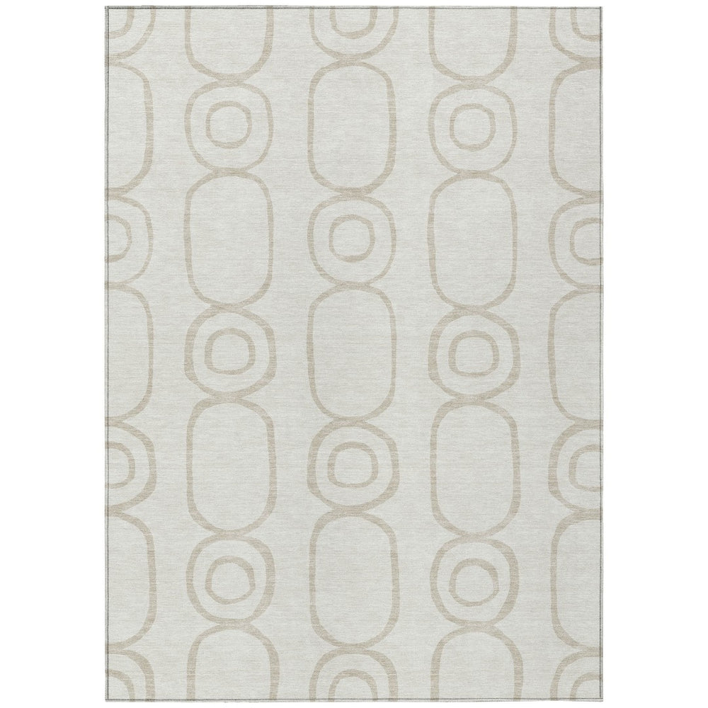 HomeRoots 9' x 12' Ivory and Beige Geometric Area Rug - Durable, Washable, Versatile for Indoor & Outdoor Spaces 660623