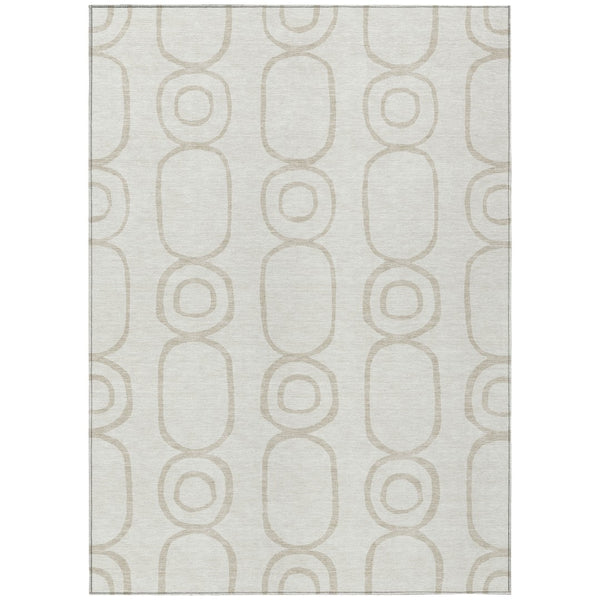 HomeRoots 9' x 12' Ivory and Beige Geometric Area Rug - Durable, Washable, Versatile for Indoor & Outdoor Spaces 660623