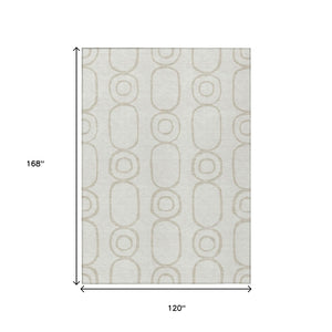 HomeRoots 10' X 14' Ivory Geometric Area Rug - Stylish, Washable & Durable for Indoor/Outdoor Spaces! 660624