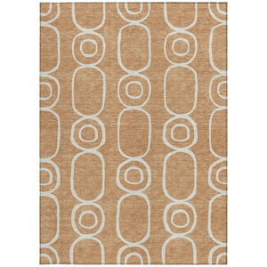 HomeRoots 8' X 10' Geometric Washable Area Rug in Rust & Ivory - Durable, Stylish, Indoor/Outdoor Solution! 660628